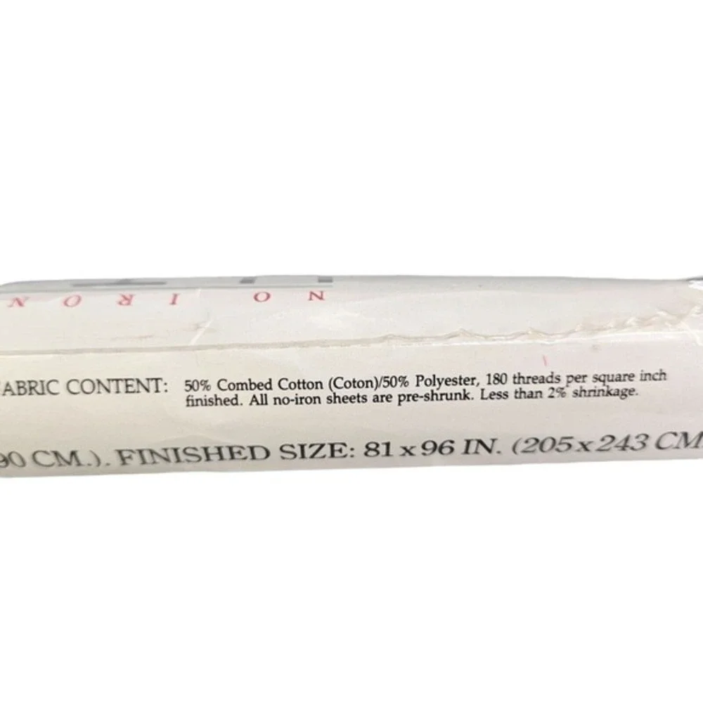 Utica Full Flat Sheet Gray Border No Iron Percale Cotton Blend New Bedding‎ READ